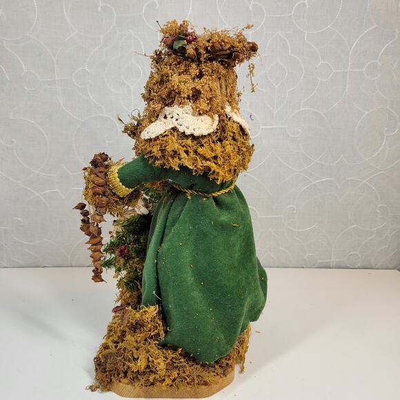 VINTAGE Folk Santa Claus 12" Green Holiday‎ Christmas Rustic Decoration Figure - Picture 11 of 14